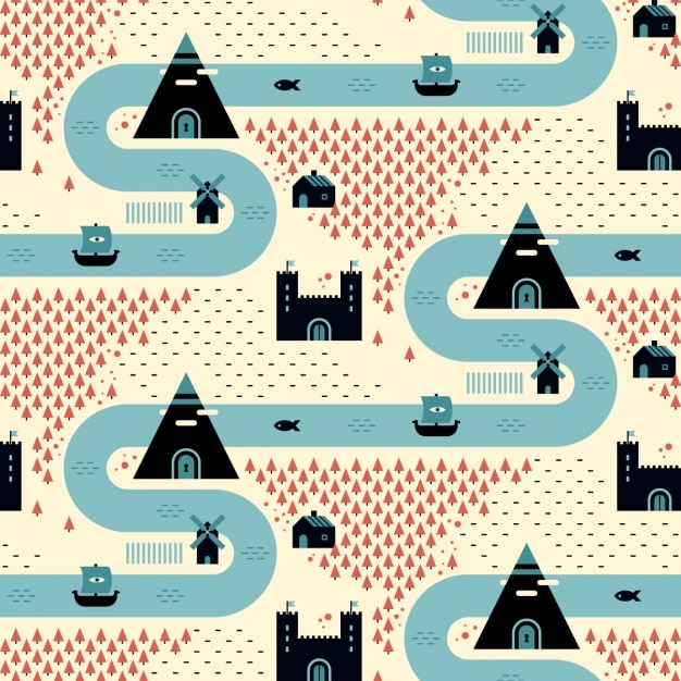 Free vector village pattern design