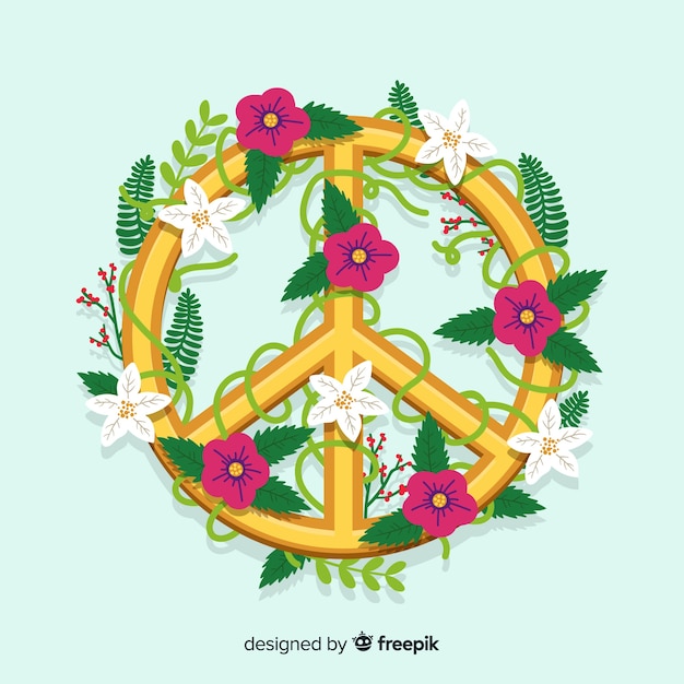 Vine floral peace sign background