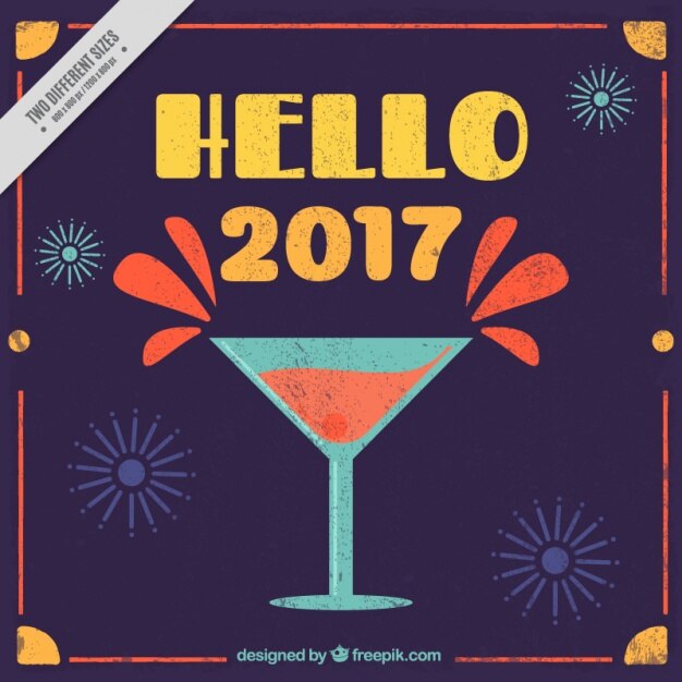 Free Vector vintage 2017 new year cocktail background 