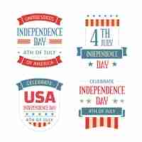 Free vector vintage 4th of july - independence day badges