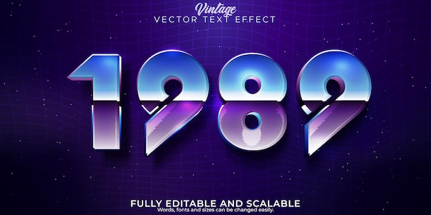 Vintage 80s text effect editable retro future and cyber space text style