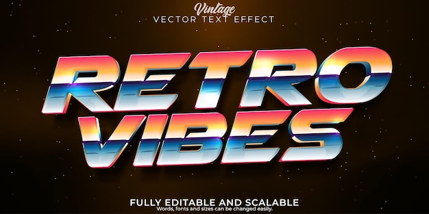 Vettore gratuito effetto testo vintage anni '80 modificabile retrò futuro e stile testo cyber spazio