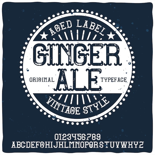Бесплатное векторное изображение Старинный алфавит и шрифт этикеток под названием ginger ale.
