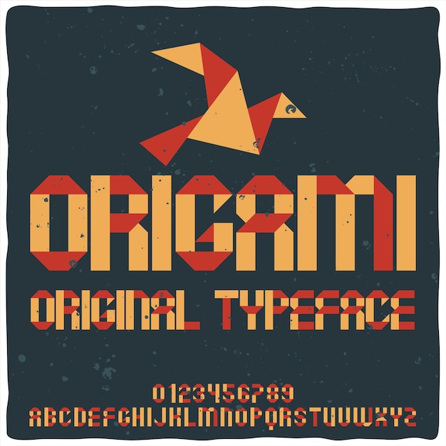 Vintage alphabet typeface named origami.