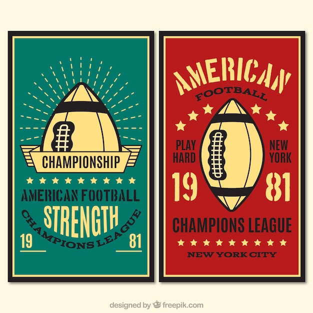 Vettore gratuito vintage banner di football americano