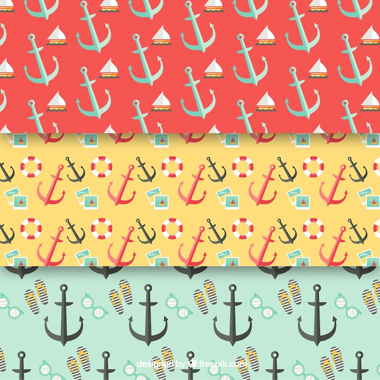 Free Vector vintage anchor pattern collection