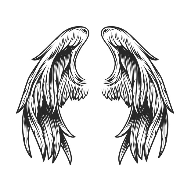 Vintage angel wings template