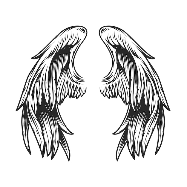 Vintage angel wings template