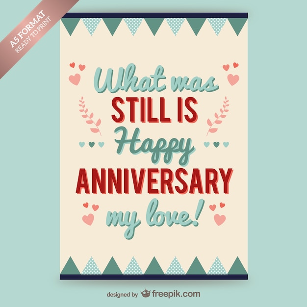 Vintage anniversary card vector