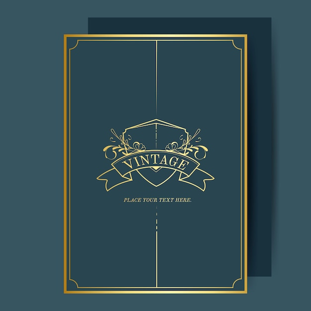 Vintage art nouveau wedding invitation card mockup