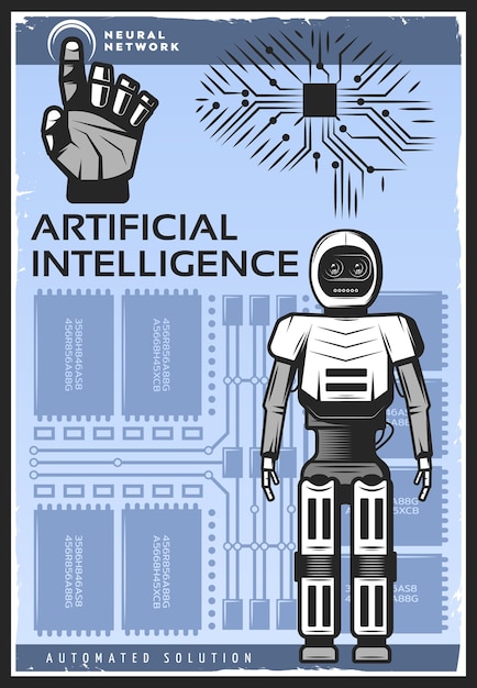 Старинный плакат искусственного интеллекта