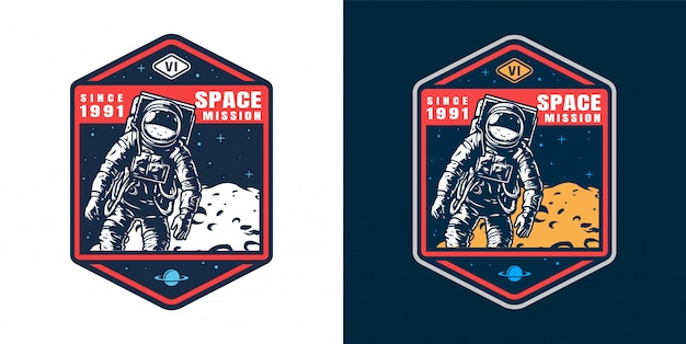 Vettore gratuito set di badge astronauta vintage