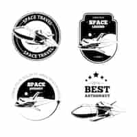 Free vector vintage astronaut  labels, badges and emblems set