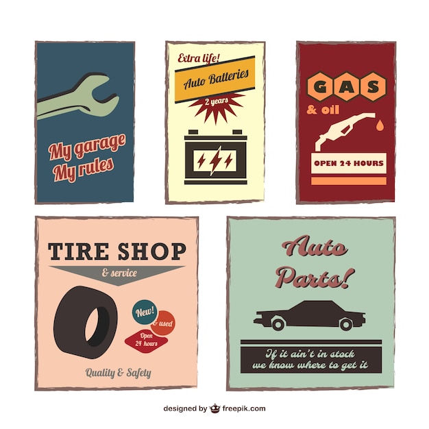Vintage auto emblems set