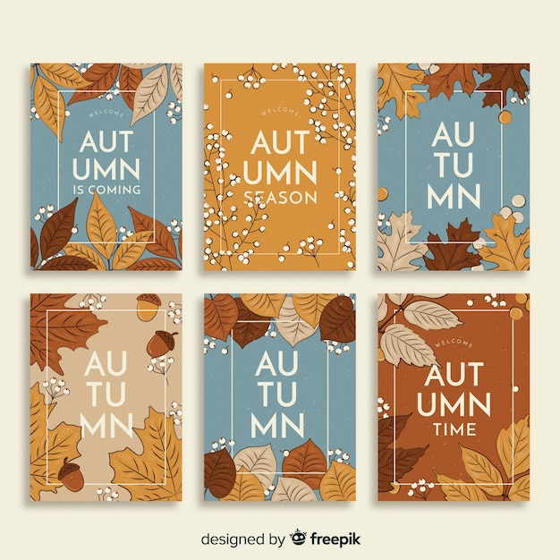 Free vector vintage autumn card collection