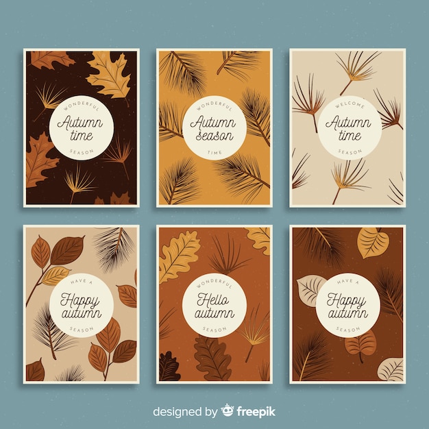 Vettore gratuito collezione di carte d'autunno vintage