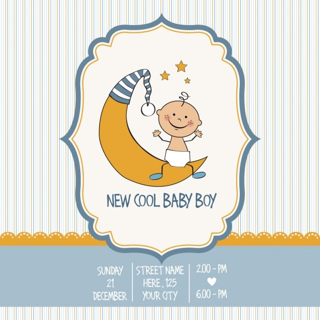 Free vector vintage baby boy shower card