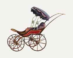 Бесплатное векторное изображение Винтажная детская коляска векторная иллюстрация, сделанная по мотивам работы эйнара хейберга.