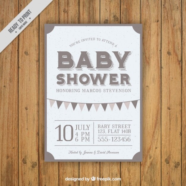 Free Vector vintage baby shower card
