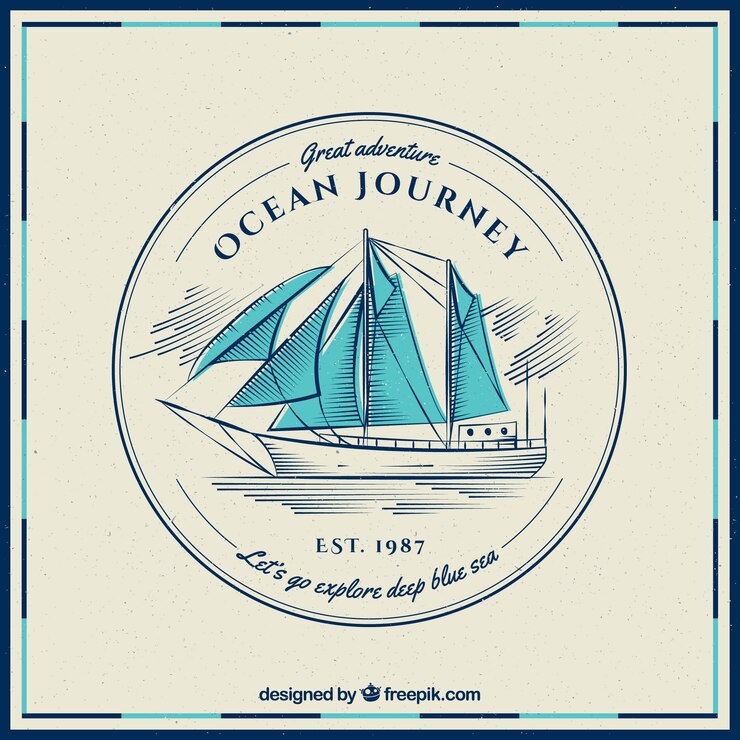 Free Vector vintage background of boat with blue sails