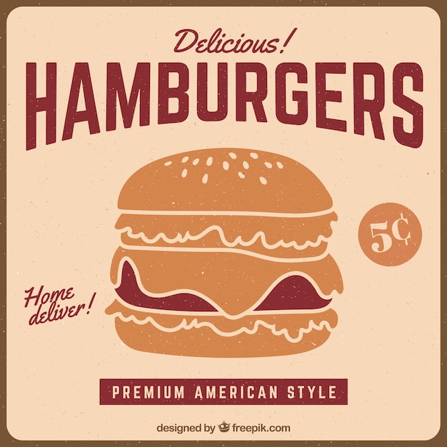 Free vector vintage background of classic burger