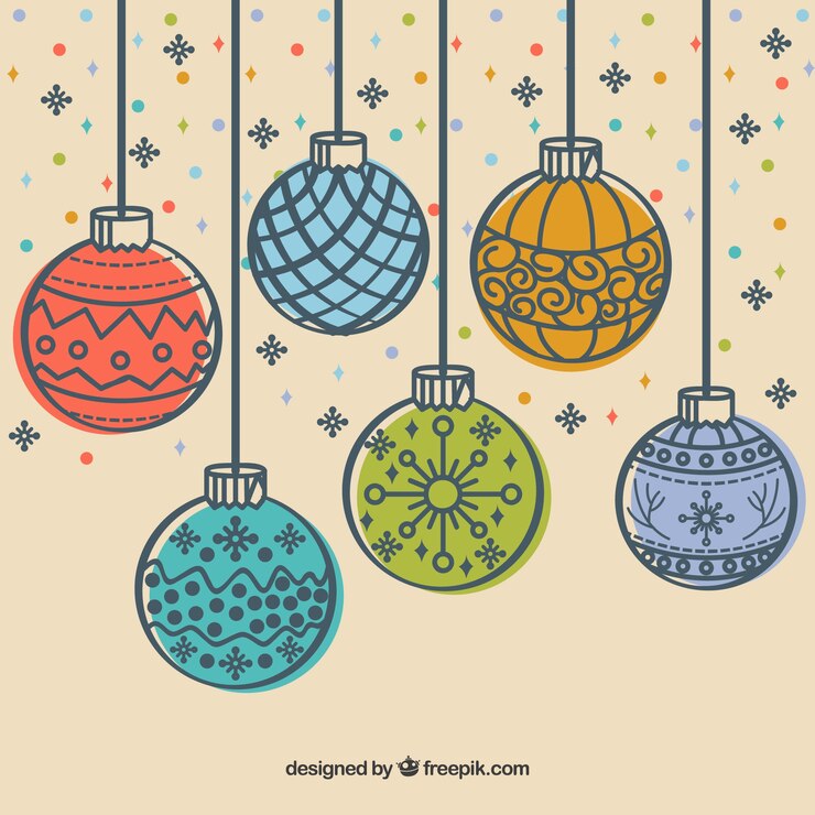 Free Vector vintage background of decorative christmas balls