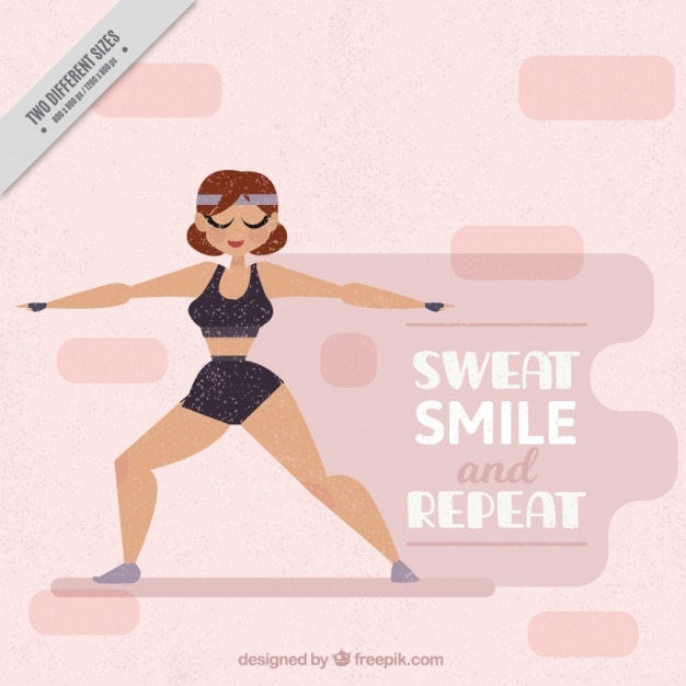 Free vector vintage background of fit woman with inspirational phrase