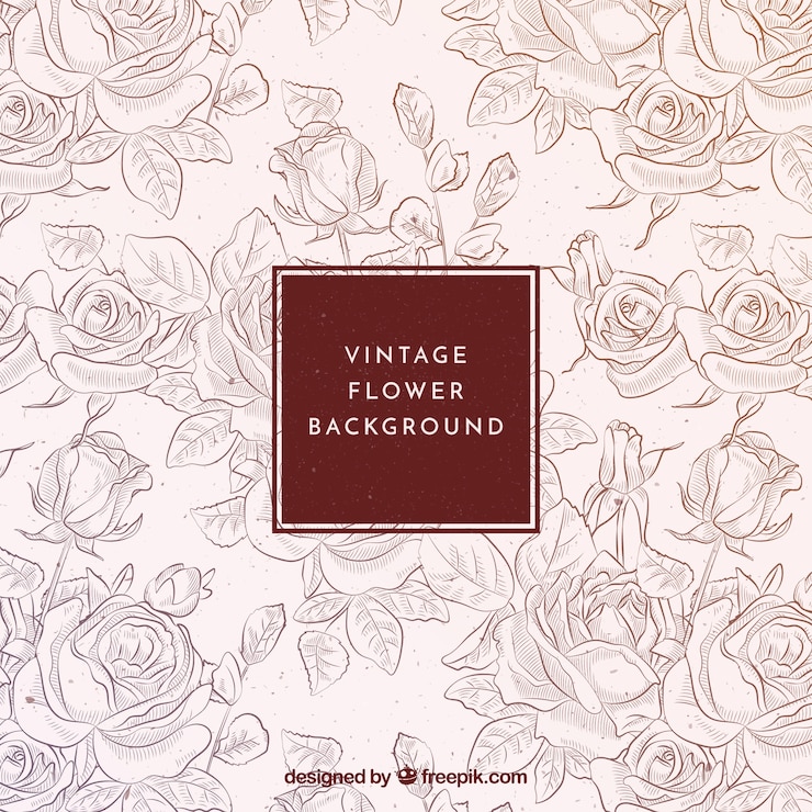Free Vector vintage background of hand drawn roses