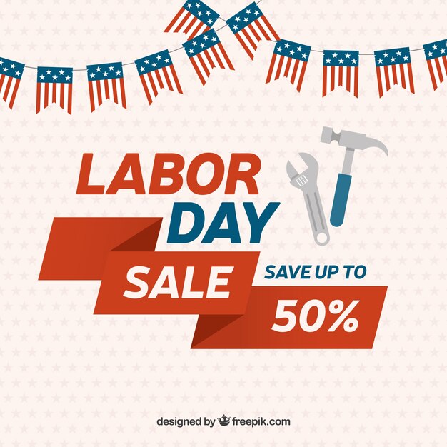 Free vector vintage background of labor day sales with garlands