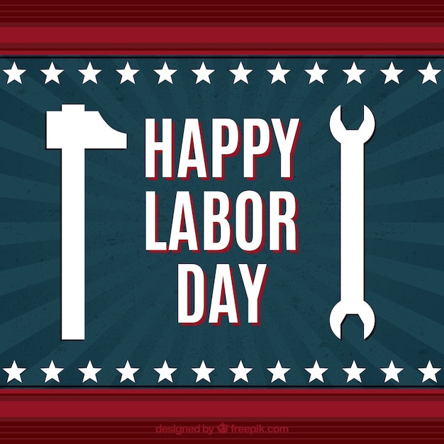 Free vector vintage background of labor day with hammer and wrench