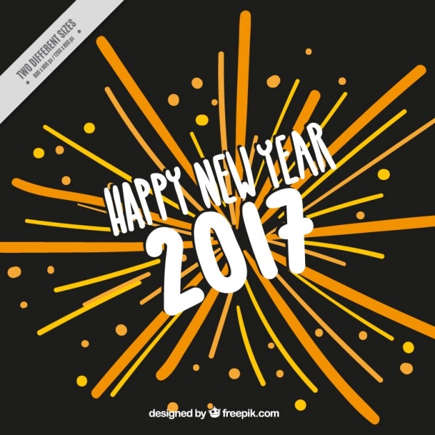 Free vector vintage background of new year with fireworks