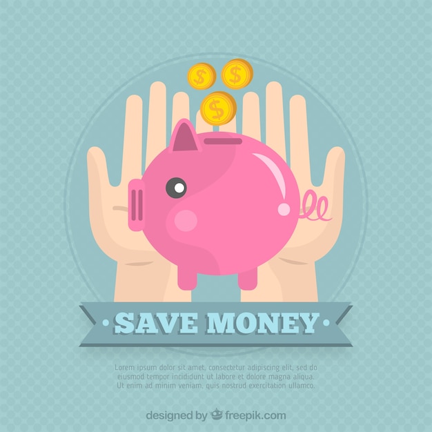 Free vector vintage background of piggy bank with coins