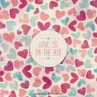 Free vector vintage background of watercolor hearts