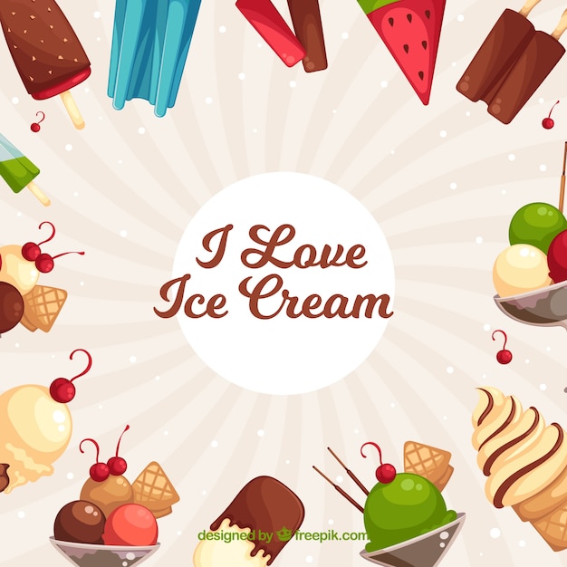 Vintage background with assortment of ice cream