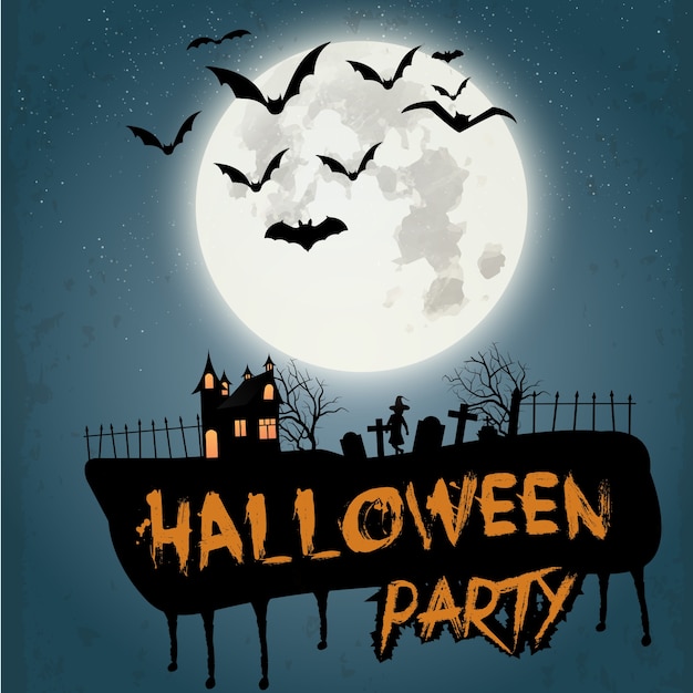 Free vector vintage background with cemetery for halloween