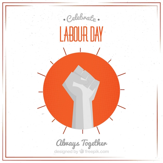 Vintage background with circle and fist for labour day