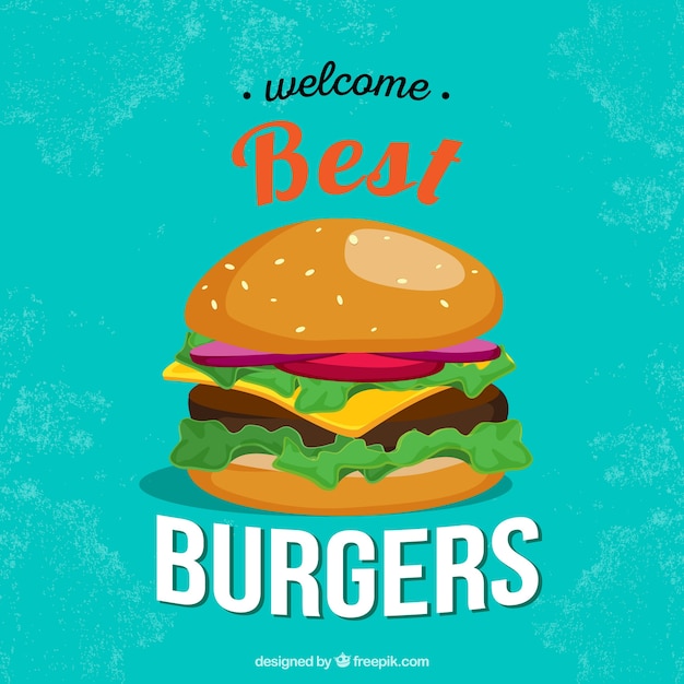Vintage background with delicious burger