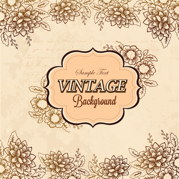 Vettore gratuito sfondo vintage con decorazione floreale