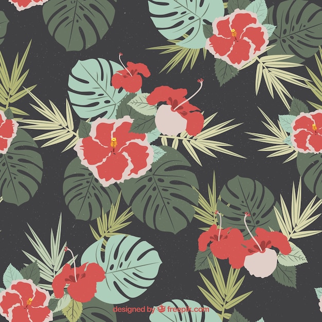 Free Vector vintage background with flowers with leaves