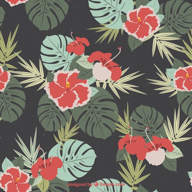 Vintage background with flowers with leaves