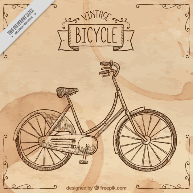 Free vector vintage background with a hand drawn bike