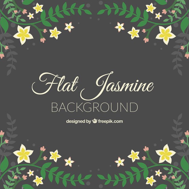 Vintage background with jasmine and leaves in flat design