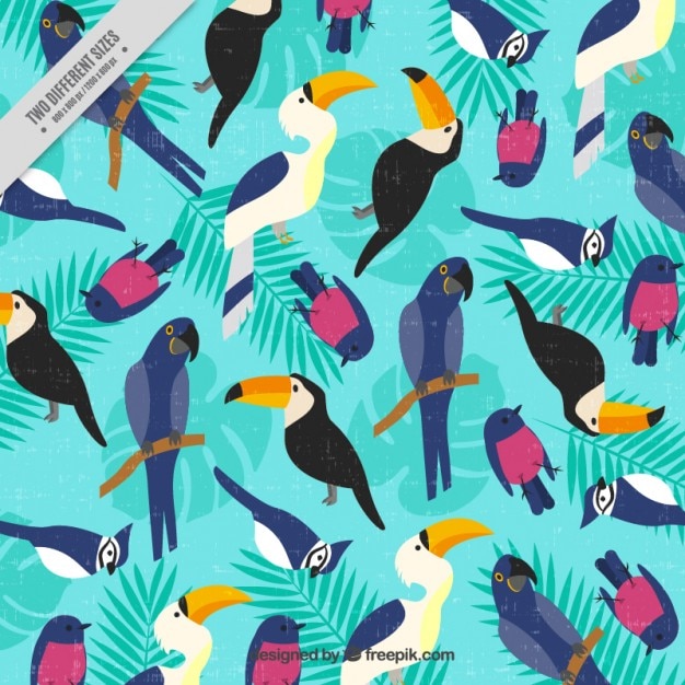 Vintage background with tropical birds