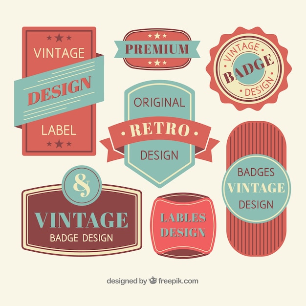 Vintage Badge Collection With Flat Design