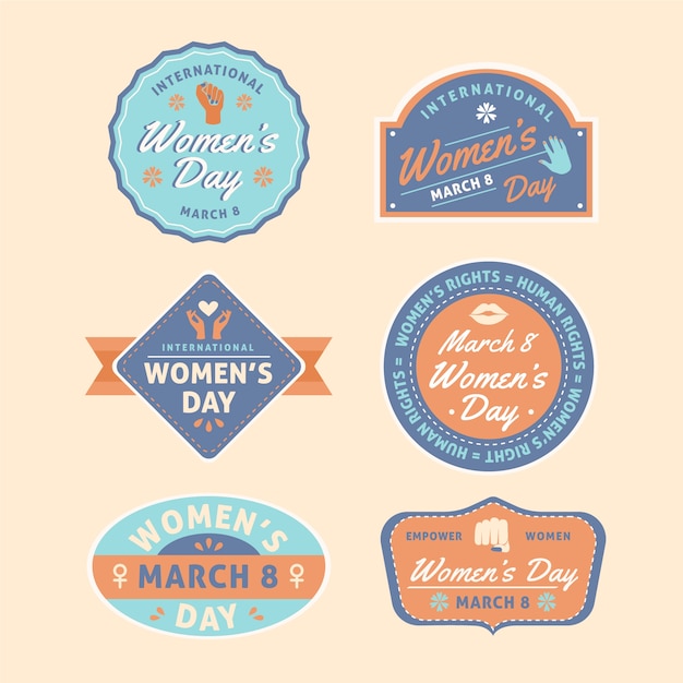 Vintage badge collection for women day
