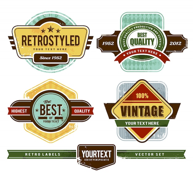 Vettore gratuito collezione di badge d'epoca