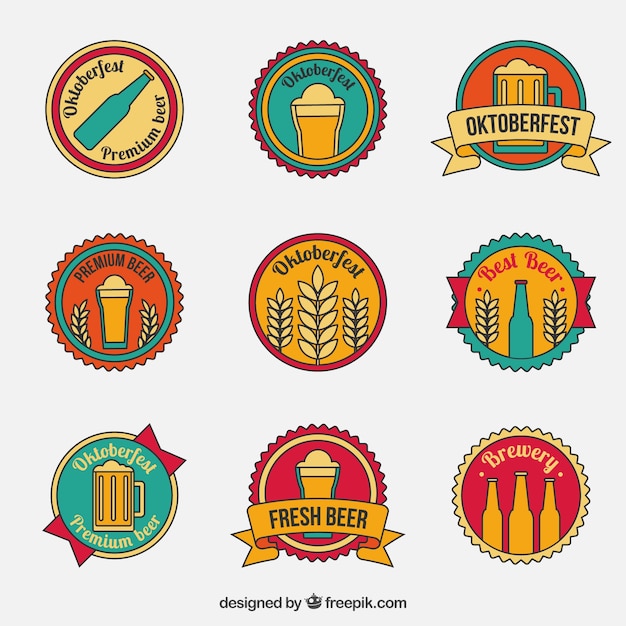 Free vector vintage badges for oktoberfest