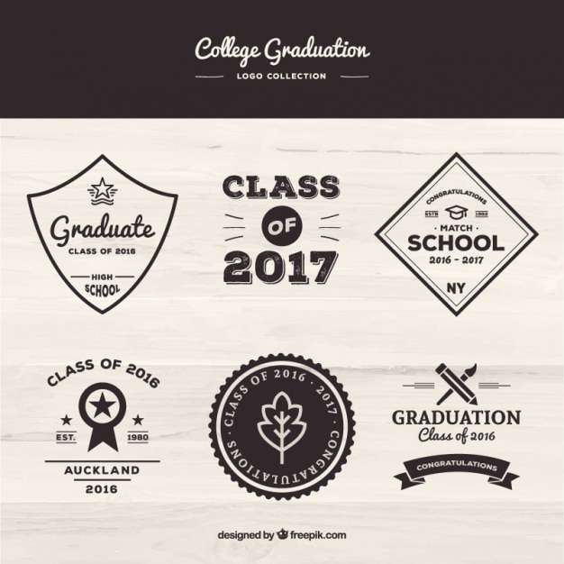 Free vector vintage badges set of graduation