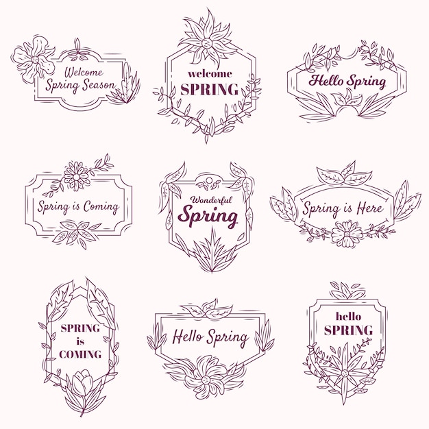 Free vector vintage badges with spring thematic