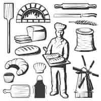 Free vector vintage bakery elements set